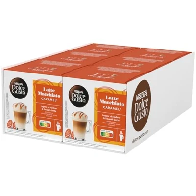 Abbildung von NESCAFÉ DOLCE GUSTO Latte Macchiato Caramel Kaffeekapseln 6er Pack (6 x 16 Portionen)