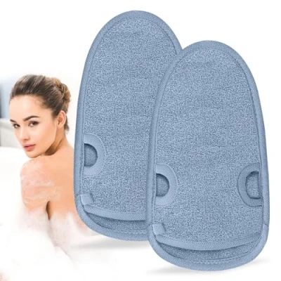 Abbildung von 2 Stück Peelinghandschuhe, Peelinghandschuh Körper, Körperpeeling Handschuh mit Daumenlöchern, Exfoliating Gloves, Massage Handschuhe, für Sauna, Dusche (Grau)
