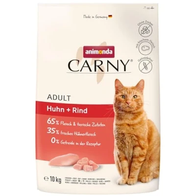 Abbildung von Carny Katzen Trockenfutter mit Huhn + Rind (1 x 10kg), Getreide und Zuckerfreies von animonda für ausgewachsene