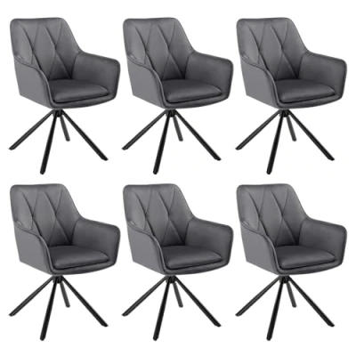 Abbildung von Lestarain Esszimmerstühle drehbar 6er Set, Drehstuhl, Stühle Esszimmer, Küchenstuhl mit Armlehnen Rückenlehne, Sessel, Polsterstuhl, Metallbeine, Samt, Dunkelgrau, LCNI125001 6