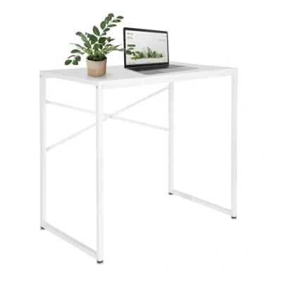 Abbildung von hjh OFFICE 830071 Schreibtisch weiß Easy UP H I 78x46 cm Computertisch mit Metallgestell, platzsparend &amp; pflegeleicht