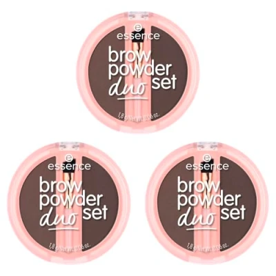 Abbildung von essence brow powder duo set, Augenbrauen Puder, Nr. 03, Braun, definierend, natürlich, vegan, ohne Mikroplastikpartikel, Nanopartikel frei, Parfüm, 3er Pack (3x1.8g)