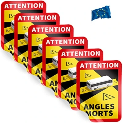 Abbildung von PRINT.GG Angles morts Aufkleber lastwagen,Angles lastwagen, Bus,Toter Winkel Aufkleber, Attention morts,Aufkleber wohnmobil (Bus, 6 Stück)