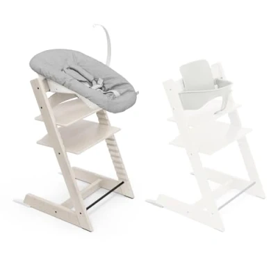 Abbildung von Stokke Tripp Trapp Hochstuhl, Whitewash/White (inklusive Stuhl &amp; Baby Set2) mit Newborn Set Sicheres, verstellbares, ergonomisches Design