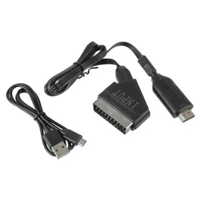 Abbildung von HUAREW SCART auf HDMI Adapter, All in One zu Konverter, Video Audio Wandler 1080p/720p für TV Box, PC, DVD, PS4, STB, VHS