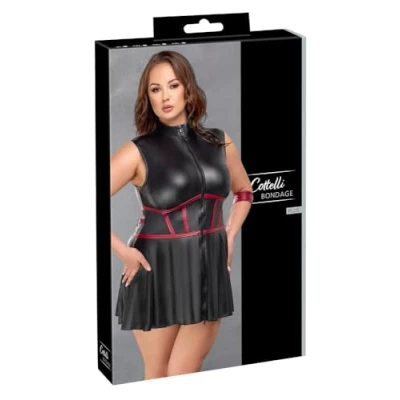 Abbildung von Kleid im Mattlook inklusive Armfesseln und Augenmaske