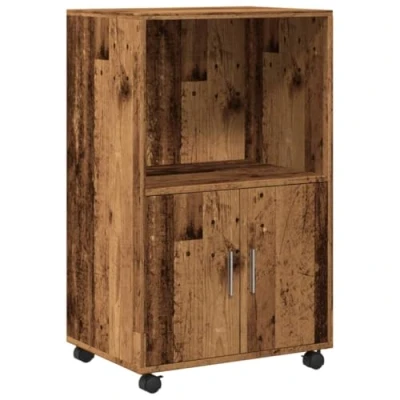 Abbildung von vidaXL Rollschrank, Büroschrank mit Stauraum, Aktenschrank für Wohnzimmer Büro, Bürocontainer Schrank Rollcontainer, Altholz Optik Holzwerkstoff