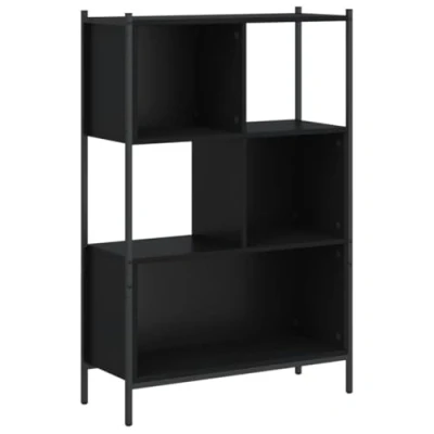Abbildung von vidaXL Bücherregal, Regal mit viel Stauraum, Bücherschrank Standregal für Wohnzimmer Büro Schlafzimmer, Lagerregal Aktenregal, Schwarz Holzwerkstoff