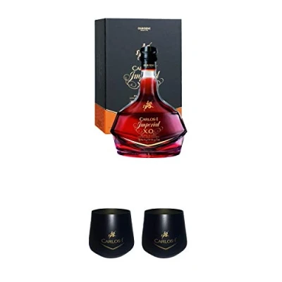 Abbildung von Carlos I Imperial 15 Jahre spanischer Brandy in GP 0,7 Liter + Glas schwarz