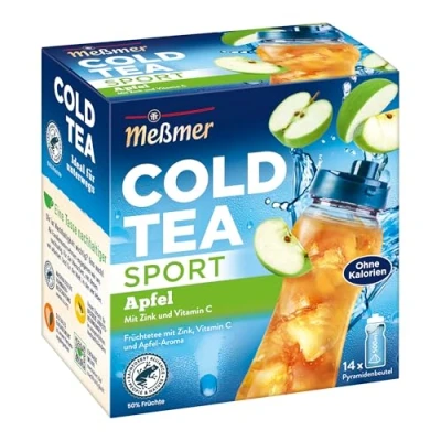 Abbildung von Meßmer Cold Tea Sport Apfel Limited Edition mit Zink und Vitamin C 14 Pyramidenbeutel Glutenfrei Laktosefrei Vegan