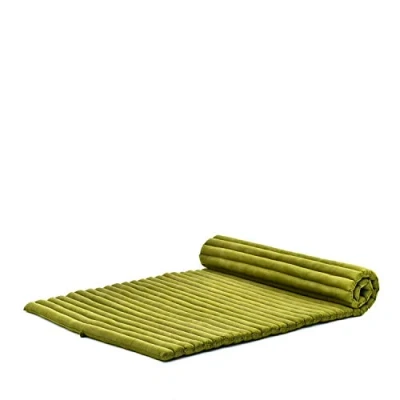 Abbildung von Leewadee Faltbare Bodenmatratze Japanischer Rollbarer Futon Tatami Faltmatte Gästebett Camping Matratze Thai Massage Matte, Kapok Füllung, 190 x 100 cm, Grün