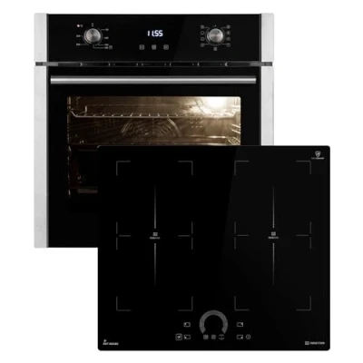 Abbildung von Autarkes Herdset 60cm Einbaubackofen EB8005ED Induktionskochfeld IH85904FZ Pizzafunktion Grill Umluft Heißluft Automatik Timer 2 fach Wärmeschutzverglasung SET8005IH594FZ