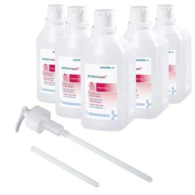 Abbildung von 5x 1000 ml Schülke Octenisan® Waschlotion Reinigungslotion Flüssigseife, mit Allantoin, Dosierpumpe