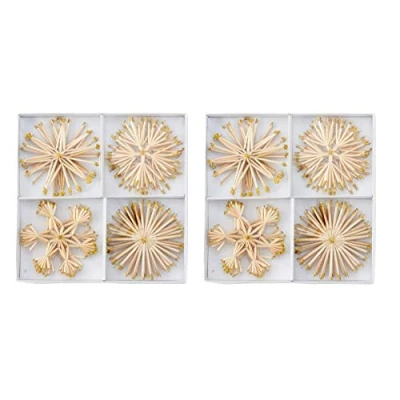 Abbildung von Geschenkestadl 24 Stück Strohsterne 10 cm Gold Glitzer Christbaumschmuck Stroh Sterne Natur