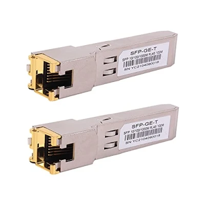Abbildung von 2PCS 1000BASE T Gigabit SFP auf RJ45 Kupfer Ethernet Modular Transceiver für Cisco,Meraki,Ubiquiti,D/TP Link,Supermicro,Netgear,Broadcom, 1.25G CAT5E/CAT6 bis zu 100m Mikrotik S RJ01