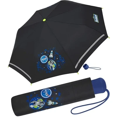 Abbildung von Scout Kinder Taschenschirm mit reflektierendem Streifen Black Galaxy
