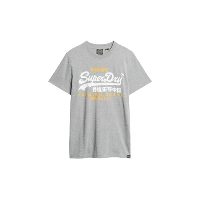Abbildung von Superdry Vintage LOGO DUO Tshirt print, Herren, Größe: Small, Light grey grit