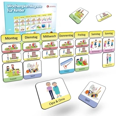 Abbildung von Likarto Lernspielzeug Magnet Set Für Wochenplaner, 198 Magnete zur Wochenplanung, alle magnetischen Oberflächen