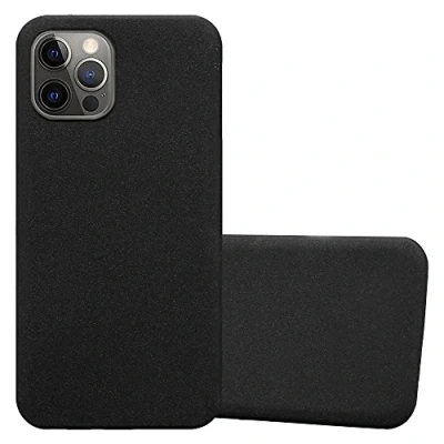 Abbildung von Cadorabo Hülle kompatibel mit Apple iPhone 12/12 PRO Schutzhülle TPU Silikon Case Frost Design Slim Kratzfest Weiche Gummi Rundumschutz für in Schwarz