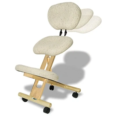 Abbildung von cinius Ergonomischer Stuhl Orthopädischer Kniestuhl mit Rücken Computerstuhl Kniehocker Stoff Schwarz/Natural Farbe