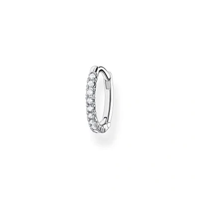 Abbildung von Thomas Sabo Damen Einzel Creole weiße Steine silber, 925 Sterlingsilber, Clipverschluss