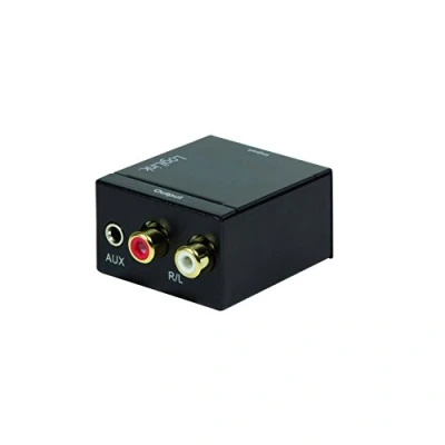 Abbildung von LogiLink CA0101 Koaxial und Toslink auf Analog L/R, 3,5 mm Klinkenstecker Audio Konverter, Elektromagnetisch Rauschfreie Übertragungen schwarz