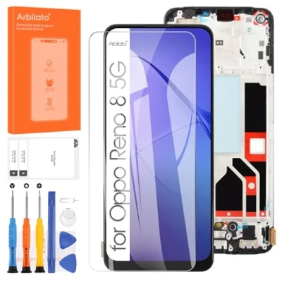 Abbildung von Arbilato LCD Display für Oppo Reno8 5G Ersatz Reno 8 Digitizer CPH2359 Touchscreen Glas Reparatur Set (Schwarz mit Rahmen)