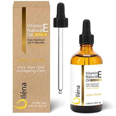 Abbildung von Oïléna Veganes Vitamin E Öl 100% Natürlich Anti Aging Gesichtspflege Make up Entferner Feuchtigkeitscreme für Körper, Haare, Nägel Handpflege Kollagen Booster, 50 ml