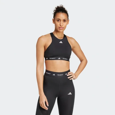 Abbildung von adidas Performance Powerimpact Medum Support Techfit HIGH NECK BRA Sportbh mit mittlerer Stützkraft, Damen, Größe: XXLxC D, Black