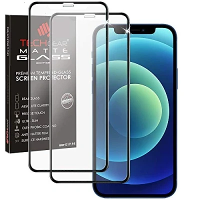 Abbildung von TECHGEAR 2 Stück Matt Schutzfolie Glas kompatibel mit iPhone 12 Mini Blendschutz Anti Glare 3D Auflage Full Screen [Vollbildschirm] Matte