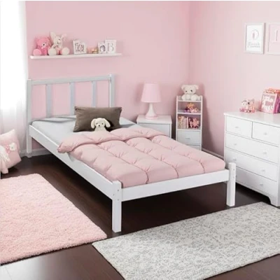 Abbildung von Inter Link Bett Bettrahmen Bettgestell Jugendbett Gästebett Modernes ohne Lattenrost Weiß lackiert Fredy 90x200cm