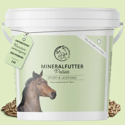 Abbildung von Annimally Sport &amp; Leistung Mineralfutter Pferde getreidefrei 3 kg Ergänzungs Pferdefutter für mit Aminosäuren, Vitaminen, Mineralstoffen Spurenelementen, wie Zink, Selen, Omega Jod