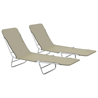 Abbildung von vidaXL 2X Sonnenliege Klappbar Taupe Gartenliege Liegestuhl Relaxliege Liege