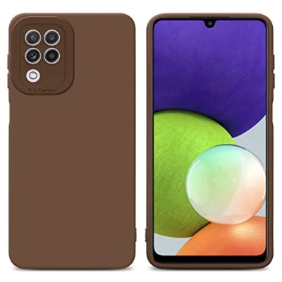 Abbildung von Cadorabo Hülle kompatibel mit Samsung Galaxy A22 4G Schutzhülle TPU Silikon Case Liquid Design Kameraschutz Slim Kratzfest Weiche Gummi Rundumschutz für in Braun