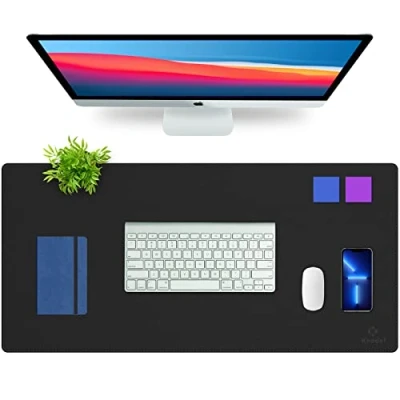 Abbildung von Upgrade Knodel Tischunterlage, Schreibtischunterlage, 90 x 43cm PVC Leder Laptop wasserdichte Schreibunterlage für Büro oder Heimbereich, doppelseitig (Schwarz)