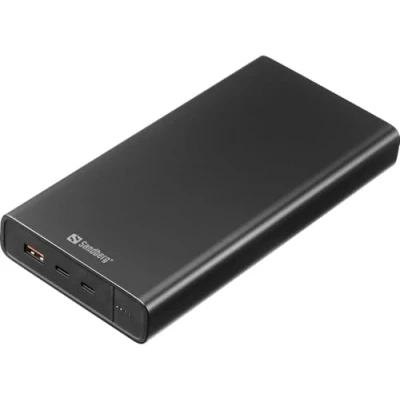 Abbildung von Sandberg Powerbank USB C 100W 38400 Schnellladetechnik 16 Ladezyklen Hohe Kapazität mAh Tragbares Ladegerät Duales Laden Durchgangsstrom C, A Mobile für Handy