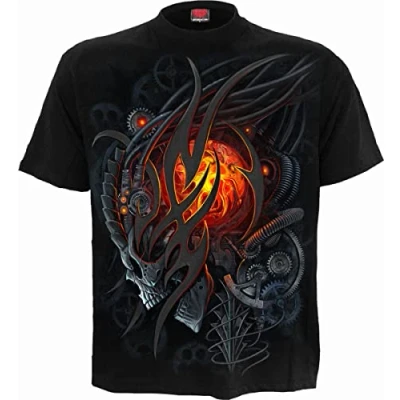 Abbildung von Spiral Steampunk Skull Männer T Shirt schwarz S