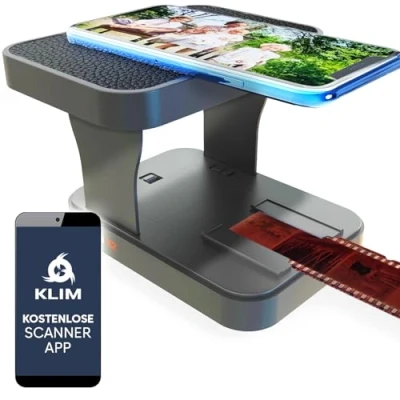 Abbildung von KLIM K2 Mobiler Filmscanner 35mm + KOSTENLOSE APP Neu Positiv &amp; Negativscanner, Diascanner, Fotoscanner, Farbfilm Entwicklungskit Essentiell Bester Fotoscanner für alte Fotos