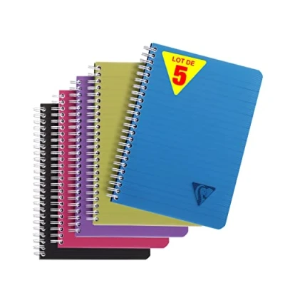 Abbildung von Clairefontaine 329546C Packung mit 5 Spiralheften Linicolor INTENSIV, DIN A5 90 Blatt 90g liniert, farbig sortiert, 1 Pack