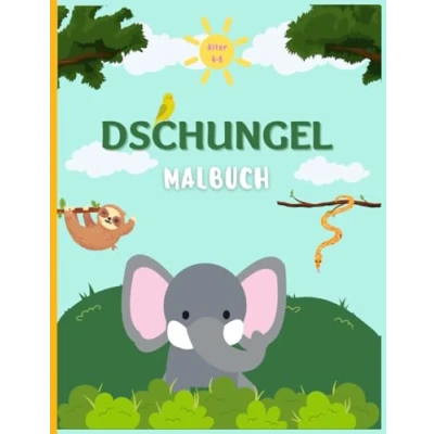Abbildung von Dschungel Malbuch: 50 Dschungeltier Malvorlagen für Kinder von 4 8 Jahren