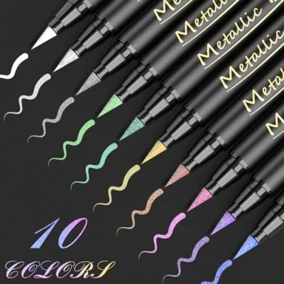 Abbildung von ANYUKE Metallic Brush Pen Set 10 Farbe Marker Stifte für Fotoalbum, Gästebuch Hochzeit, Scrapbook Schwarzes Papier, Basteln Holz Glas Steine, Goldstift Kalligraphie, Handlettering
