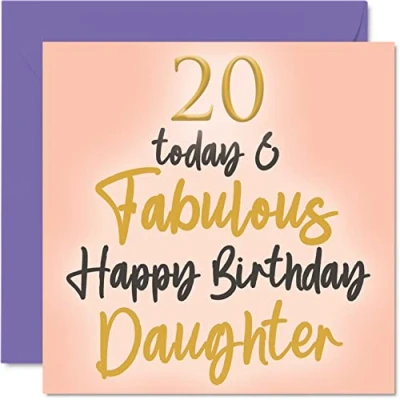 Abbildung von Stuff4 Geburtstagskarte zum 20. Geburtstag für Tochter 20 Today &amp; Fabulous von Mama, Papa, Tochter, Geburtstagsgeschenk, 145 mm x