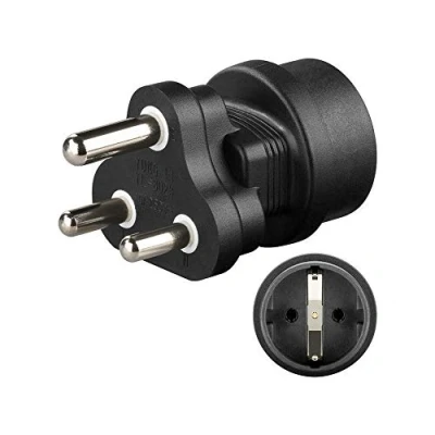 Abbildung von Goobay 95412 Reiseadapter für Südafrika / Reisestecker Steckdose Schutzkontaktbuchse auf Stecker (Typ M) Travel Adapter Netzadapter Schwarz