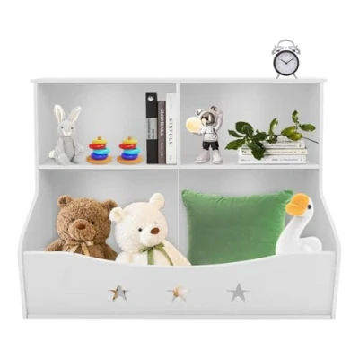 Abbildung von Ciounmb Kinderzimmerregal, Spielzeug Organizer, Aufbewahrungsregal für Kinder, Aufbewahrungsboxen, Spielzeugregal, Organizer Kinderzimmer Kindergarten, 79 * 36.5 61.5cm (Weiß)