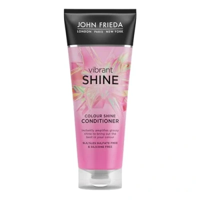 Abbildung von John Frieda Vibrant Shine Color Conditioner 250 ml, Schwereloser Glanz für glänzendes Haar, sulfatfreie und silikonfreie Spülung