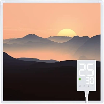 Abbildung von Heidenfeld Infrarotheizung HF HP105 𝟭𝟬 𝐉𝐀𝐇𝐑𝐄 𝐆𝐀𝐑𝐀𝐍𝐓𝐈𝐄 400 Watt Bis 10 m² Infrarot Heizkörper Elektroheizung mit Thermostat Überhitzungsschutz (400 Watt, Sonnenaufgang)