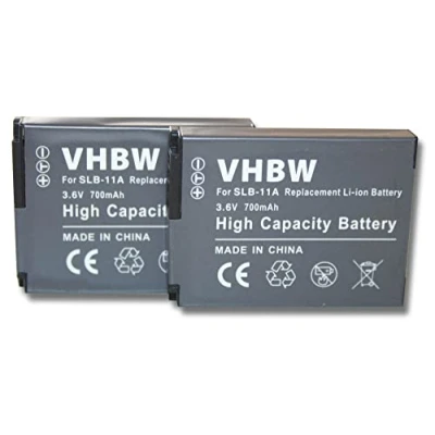 Abbildung von vhbw 2X Akku Ersatz für Samsung SLB 11a Kamera (700 mAh, 3,6 V, Li Ion)
