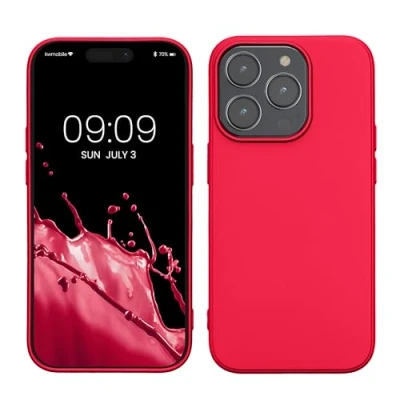 Abbildung von kwmobile Case kompatibel mit Apple iPhone 14 Pro Hülle Schutzhülle aus Silikon metallisch schimmernd Handyhülle Metallic Pink