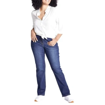 Abbildung von Ulla Popken Damen Slim jeans Jeans, Dark Blue Denim, 33W / 32L EU