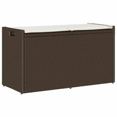 Abbildung von vidaXL Outdoor Sitzbank mit Stauraum und Kissen Braun 100 cm, Gartenaufbewahrungsbank, Außenlagerbank, Außenbank Stauraum, Gartenaufbewahrungssitz